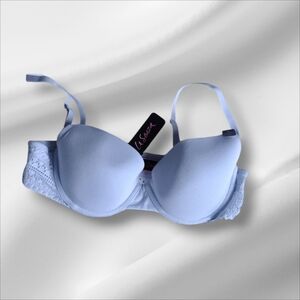 La SENZA Pale Blue Padded Lace-Trim Bra NWT